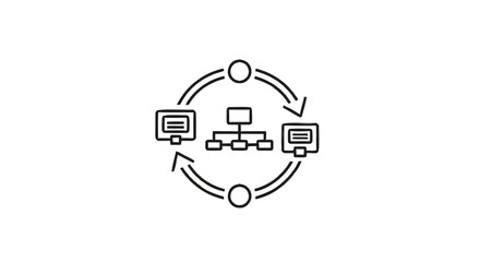 Fototapeta premium Network Diagram Showing Computer Connectivity and Data Flow.