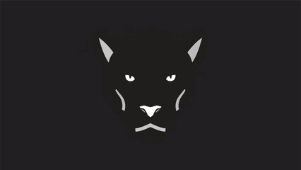 Fototapeta premium Minimalist White Panther Face Silhouette on Dark Background.