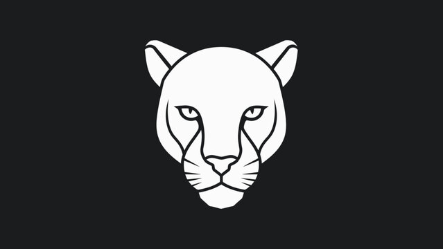 Minimalist White Panther Head Logo Design on Black Background.