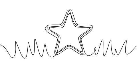 Line star one continuous line drawing design vector, hand draw doodle stars illustration in continuous line arts style vector, Star continuous one line drawing minimalist shining sky vector. © Sahor