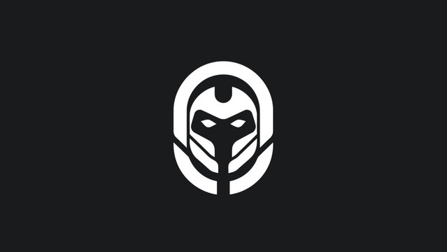 Minimalist White Robot Face Logo Design.