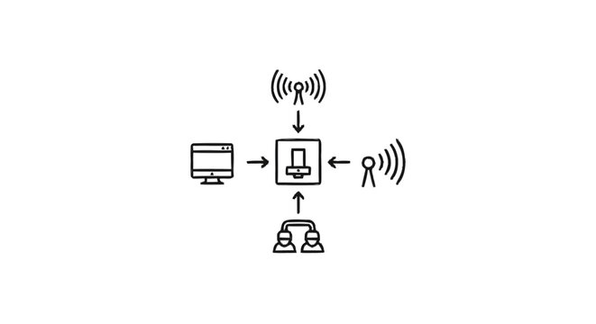 Network connectivity diagram showing computer and phone connections.