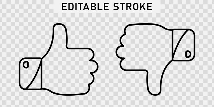 Line thumbs up and down icon in editable stroke