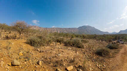 Rocky arid panorama with mesa