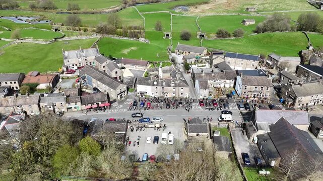 Aerial view over Hawes from a drone 4K video