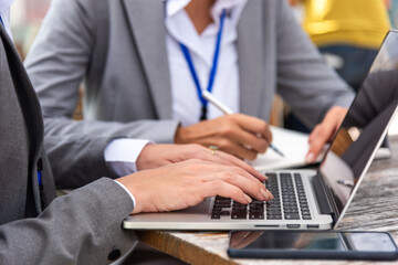Business meeting with laptops