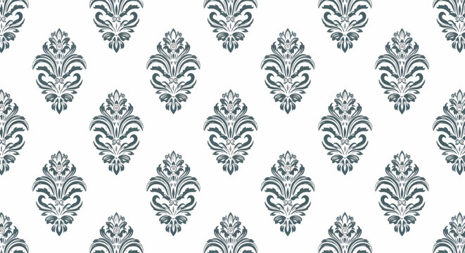 Traditional baroque damask pattern with refined floral symmetry and balance