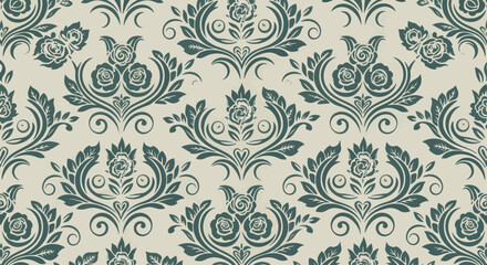 Fototapeta premium Classic baroque ornament pattern with intricate navy floral detailing