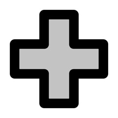 Fototapeta premium Professional grey medical cross icon with thick black borders perfect for healthcare branding pharmacy mobile apps and modern clinical web designs.