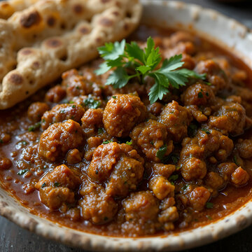 Spicy Ethiopian Misir Wot Stew with Injera Bread A CloseUp of Traditional Vegan Cuisine Rich in Flavor and Cultural Heritage Served Hot and Steaming.