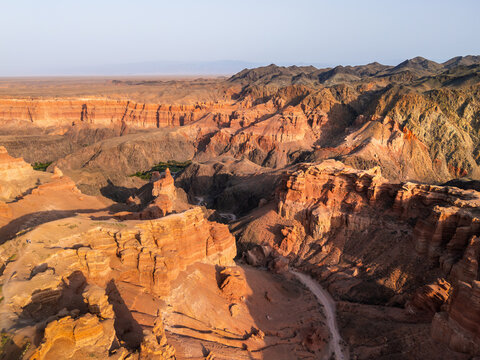 Aerial View of Charyn Canyon on the Charyn River, Charyn National Park, Kazakhstan