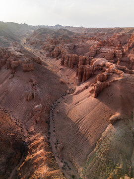 Aerial View of Charyn Canyon on the Charyn River, Charyn National Park, Kazakhstan