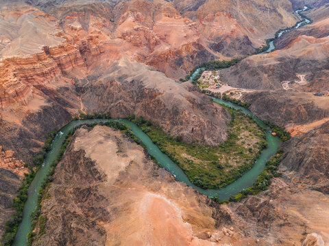 Aerial View of Charyn Canyon on the Charyn River, Charyn National Park, Kazakhstan