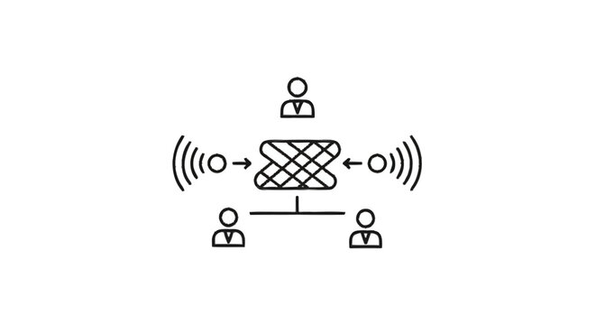 Network diagram showing people connected to a central hub.