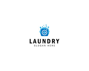 Obraz premium laundry logo with foam and bubbles in flat vector design style