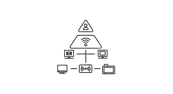 Network security and connectivity diagram with user icon.