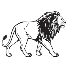 Vector lion illustration, black and white animal icon © Habibur Rahaman