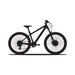 Naklejka premium Black silhouette vector graphic illustration depicting a rugged mountain bike design ready for extreme offroad cycling adventures and downhill trails