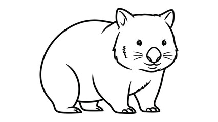 Fototapeta premium Charming Wombat Illustration: A delightful illustration of a wombat, showcasing its compact body, rounded features, and the endearing expression.