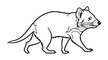 Fototapeta premium Tasmanian Devil Line Drawing: A detailed line drawing of a Tasmanian devil, highlighting its unique features and iconic stance.