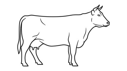 Obraz premium Dairy Cow Illustration: A sleek, minimalist line art of a dairy cow, showcasing its elegant form, this artwork captures the essence of rural life with refined simplicity.