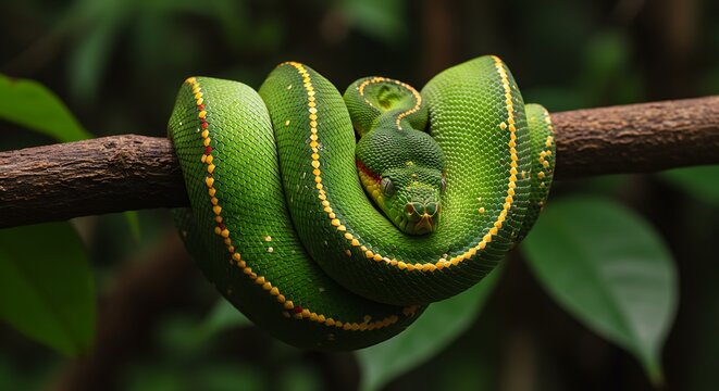 Emerald Embrace: Green Tree Python's Rest