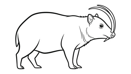 Fototapeta premium Illustration of a Saola: A detailed, monochrome line art illustration of the Saola, showcasing its distinctive horns and unique features.