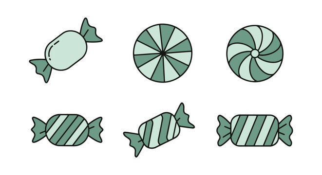 Mint Candy Line art vector modern pastel tone abstract artwork