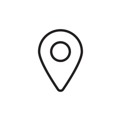 Minimal map pin location line icon representing GPS positioning, navigation and mapping services.