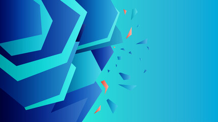Fondo de polígonos geométricos azules con fragmentos dinámicos en un entorno digital © Gabrieuskal