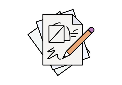Dibujo de bocetos y esquemas t&eacute;cnicos sobre hojas de papel con un l&aacute;piz