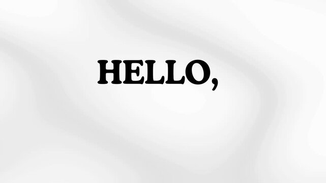 Minimalist "Hello World" Typography on Abstract Soft White Waving Background Animation