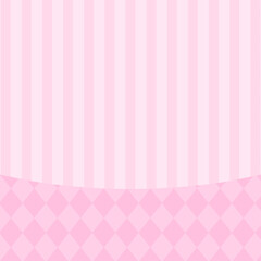 ピンク色のストライプとダイヤ柄のおしゃれな背景、正方形サイズ