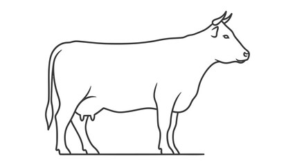 Fototapeta premium Cattle Line Art: A clean and simple line drawing of a majestic cow, showcasing its elegant form, perfectly captures the essence of rural life.