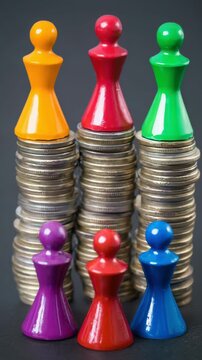 Game pawns showing wealth gap and social hierarchy