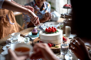 Celebration with delicious berry cake. © Rawpixel.com