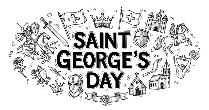Saint george's day celebration illustration with knights and symbols