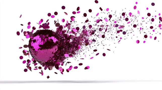 Purple glitter ball exploding confetti