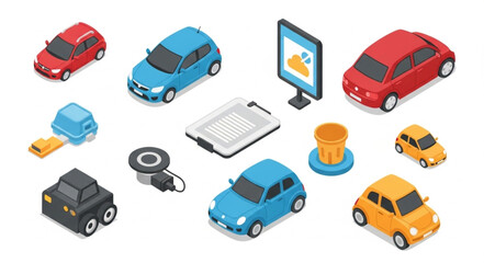 Fototapeta premium Colorful Cars and Automotive Parts.