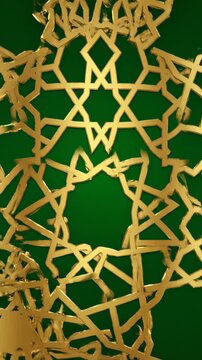 Intricate Gold Islamic Geometric Pattern on a Gradient Green Background