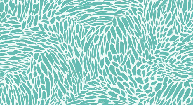 Abstract pattern of organic shapes in teal and white