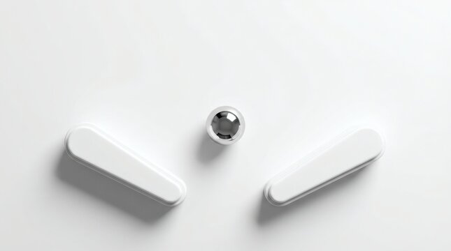 Pinball Minimalism Silver Ball on White Background.