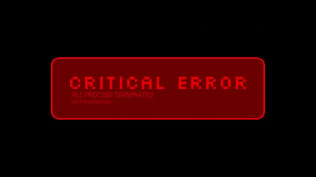 Red critical error message on a black background perfect for technologyrelated design projects and error notifications for webpages.