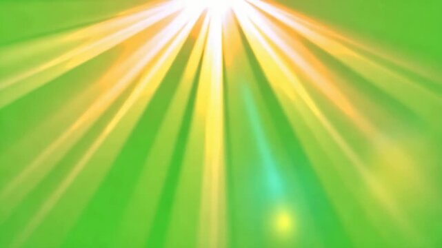 Bright light rays bursting from the center on a vibrant green background