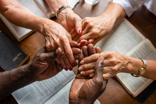 Diverse hands holding unity.