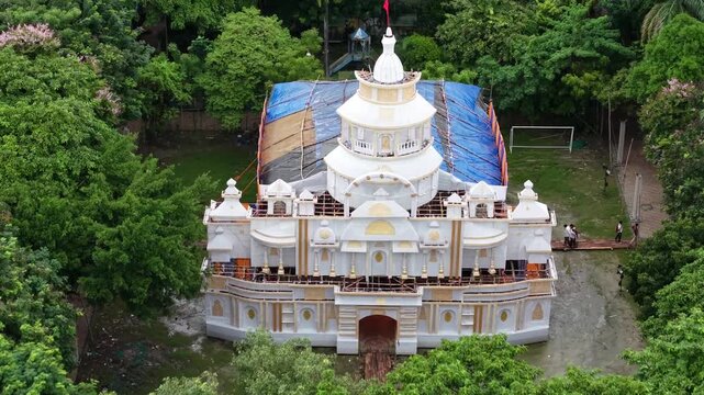 Aerial View of Durga Puja Pandal Festival in Kolkata