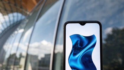 Medium shot of phone displaying a virtual card in light mode highlighting the secure app interface with subtle bokeh effect on the background.