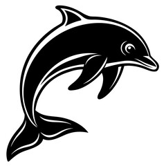 Black dolphin icon vector © Joy