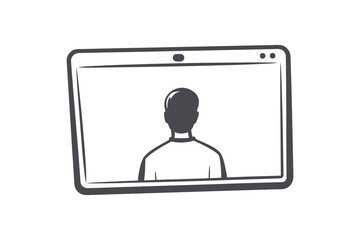 Fototapeta premium Tablet Screen Showing Person's Silhouette on White Background Design