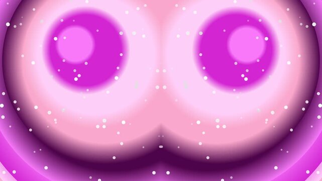 Vibrant purple orbs emit light surrounded by pink hues and white specks in a mesmerizing abstract scene.